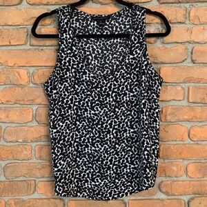 Banana Republic Polka Dot Picot Trim Sleeveless Shell Tank Blouse Black - Size S